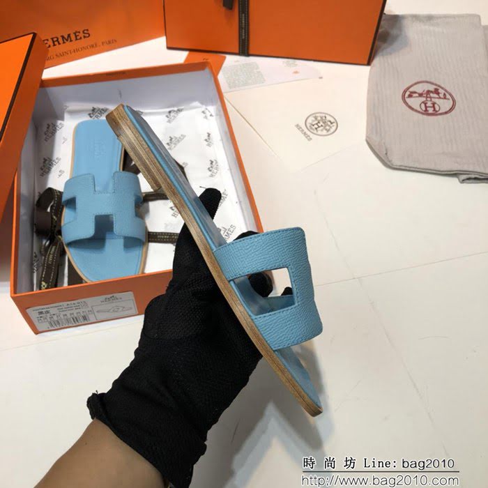 HERMES愛馬仕 頂級品質 2018手掌紋系列 貴婦拖鞋 休閒百搭款 真皮底女拖鞋  dsX1416